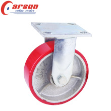 4inches Heavey Duty Rigid Caster with PU Wheel Cast Iron Core